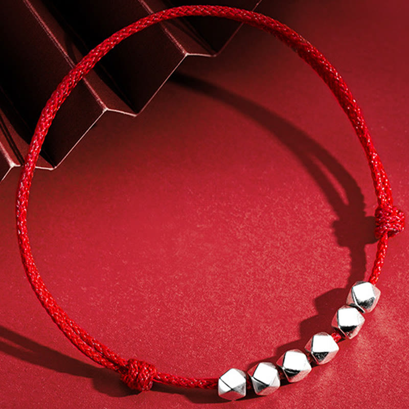 Buddha Stones 925 Sterling Silver Beads Luck Protection Braid Rope Anklet - image 2