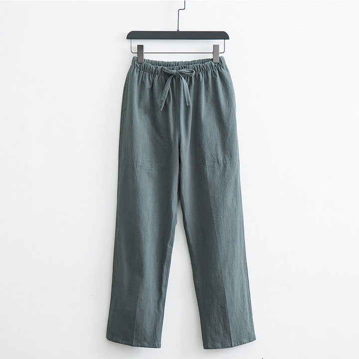 Buddha Stones Men's Solid Color Cotton Linen Casual Drawstring Pants With Pockets - DarkSeaGreen - US/UK/AU44,EU54 (4XL)  - image 12