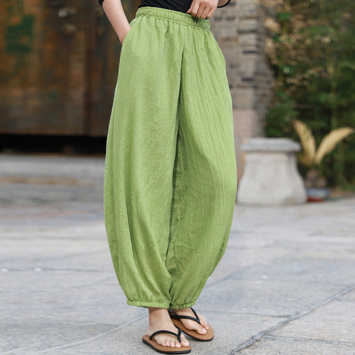 Buddha Stones Casual Summer Women's Cotton Pants With Pockets - PaleGreen - US4-6,UK/AU8-10,EU36-38 (F) - image 0