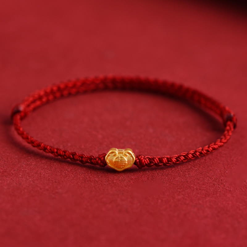 Buddha Stones 999 Gold Chinese Lock Charm Fu Character Protection Handmade Rope Bracelet - image 14