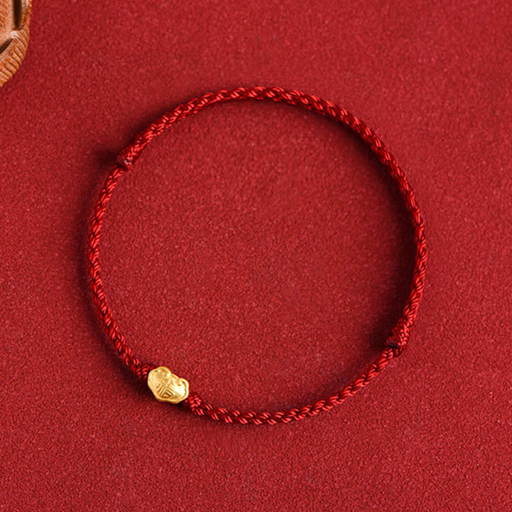 Buddha Stones 999 Gold Chinese Lock Charm Fu Character Protection Handmade Rope Bracelet - image 13