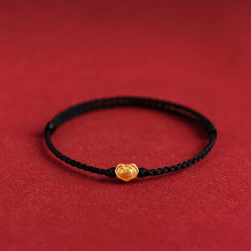 Buddha Stones 999 Gold Chinese Lock Charm Fu Character Protection Handmade Rope Bracelet - image 19