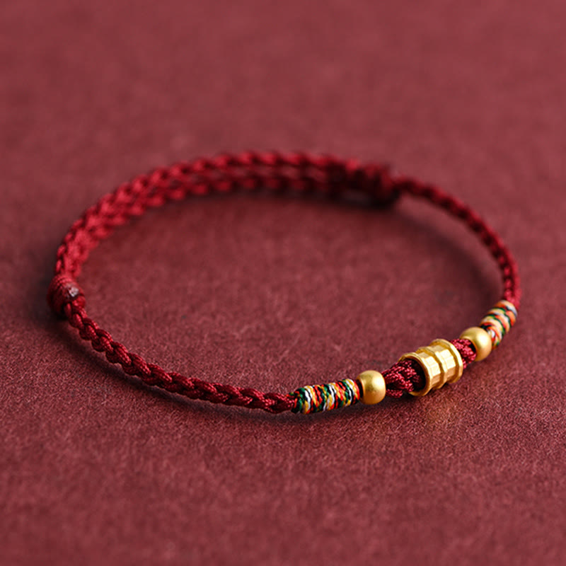 Buddha Stones 999 Gold Small Bucket Shape Design Handmade Luck Braided Rope Bracelet Anklet - image 2
