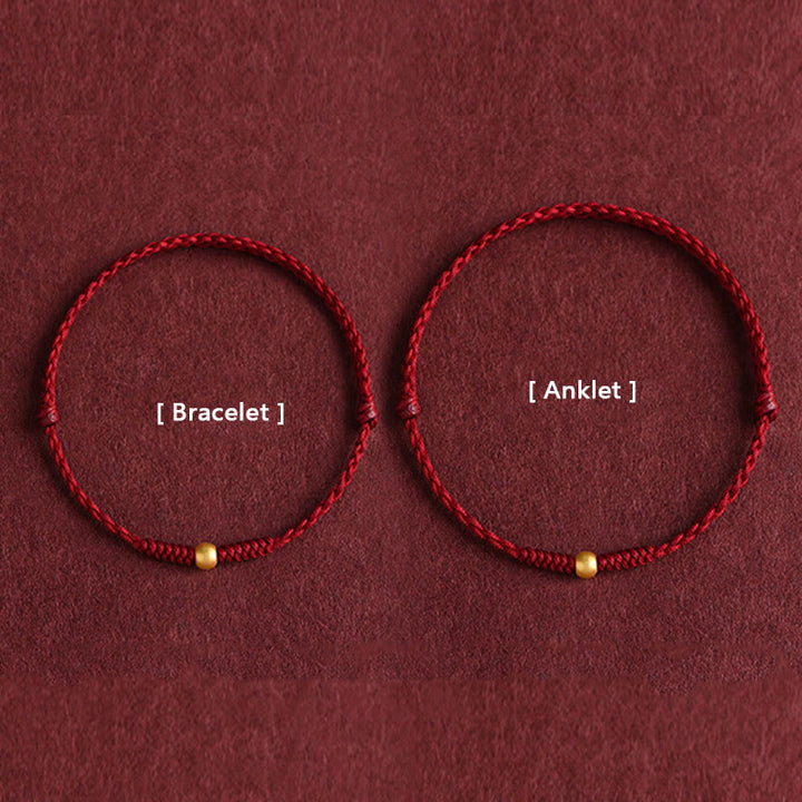 Buddha Stones 999 Gold One Mini Bead Design Handmade Strength Braided Rope Bracelet Anklet - image 1