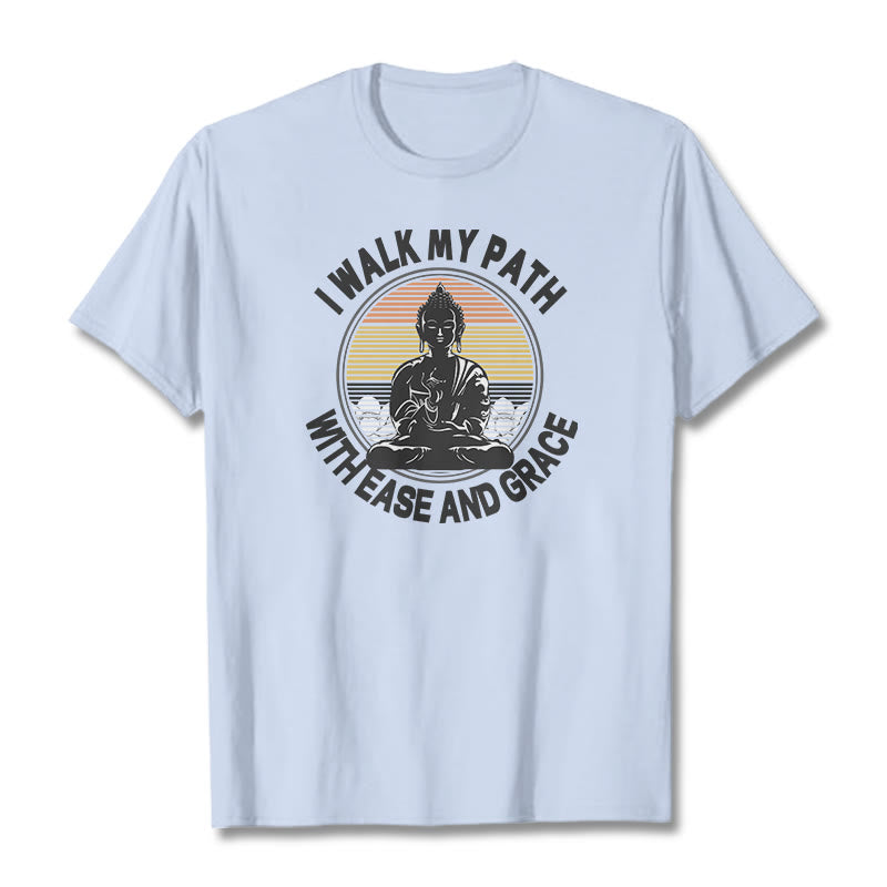 Buddha Stones I Walk My Path With Ease And Grace Tee T-shirt - LightCyan - 2XL - image 1