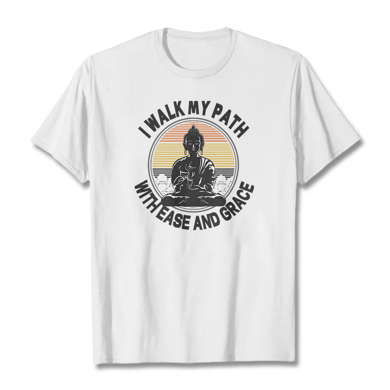 Buddha Stones I Walk My Path With Ease And Grace Tee T-shirt - White - 2XL - image 2