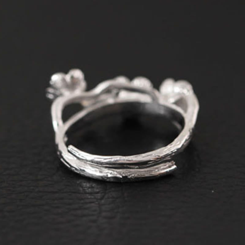 Buddha Stones 925 Sterling Silver Plum Bossom Calm Ring - image 11