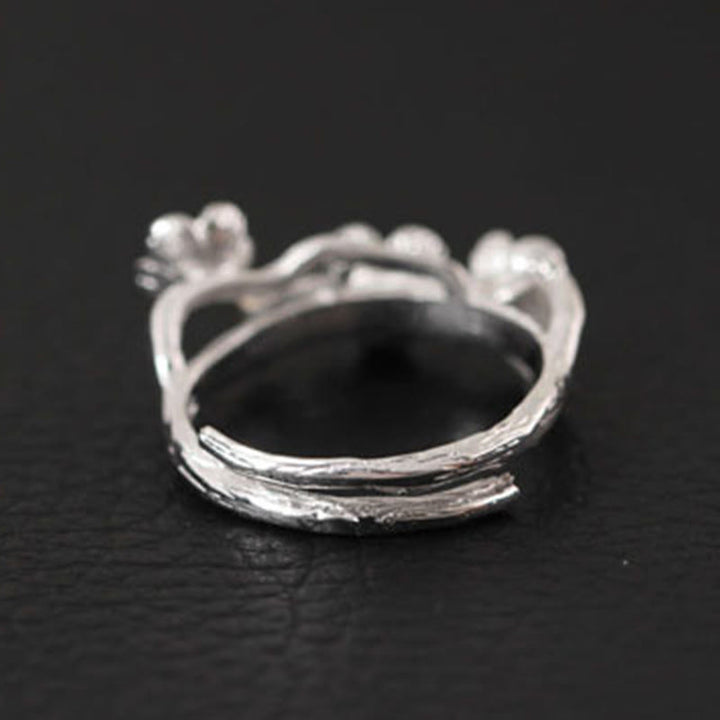 Buddha Stones 925 Sterling Silver Plum Bossom Calm Ring - image 11