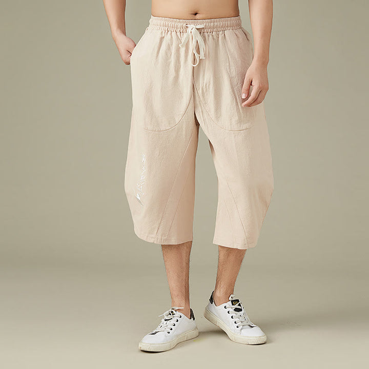 Buddha Stones Casual Solid Color Men's Straight Leg Shorts With Pockets Leisure Cotton Men's Pants - PeachPuff - US/UK/AU54,EU64 (9XL) - image 8