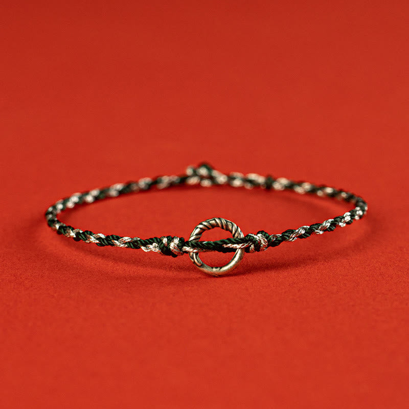 Buddha Stones 925 Sterling Silver Peace Buckle Luck String Bracelet