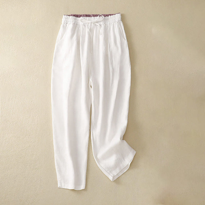 Buddha Stones Vintage High Waist Lace-up Cotton Linen Harem Pants With Pockets - White - US8-10,UK/AU12-14,EU40-42 (2XL) - image 19