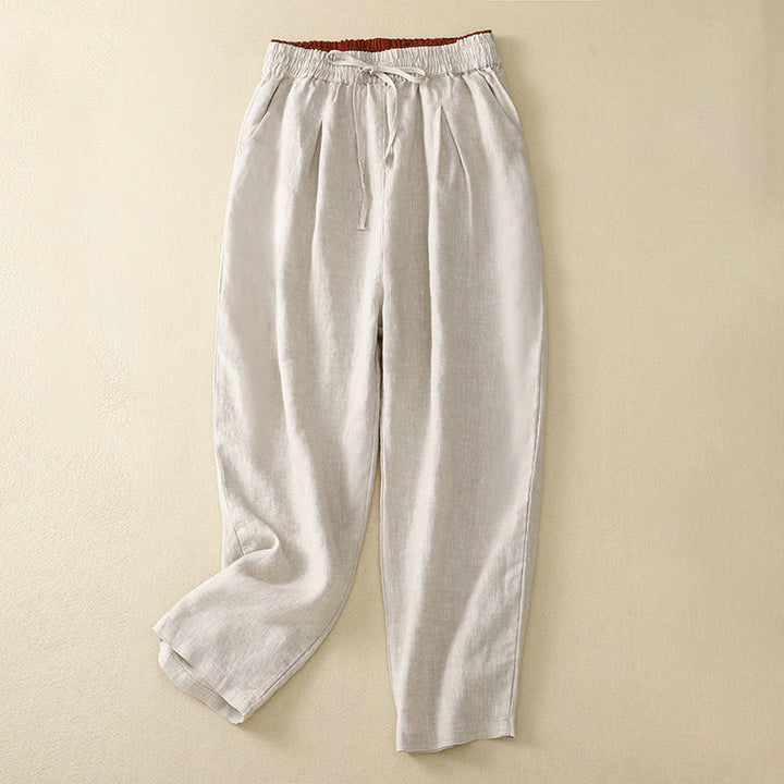 Buddha Stones Vintage High Waist Lace-up Cotton Linen Harem Pants With Pockets - Linen - US8-10,UK/AU12-14,EU40-42 (2XL) - image 25