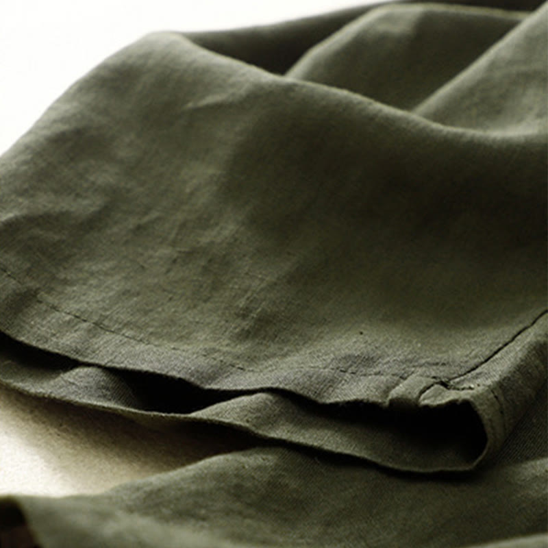 Buddha Stones Vintage High Waist Lace-up Cotton Linen Harem Pants With Pockets - image 35