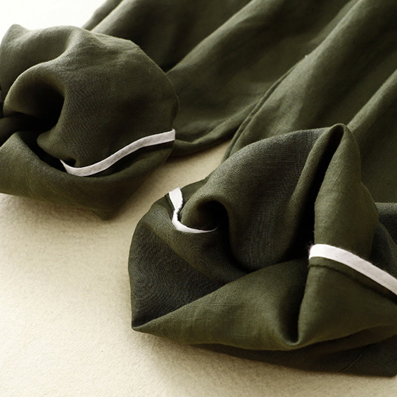 Buddha Stones Vintage High Waist Lace-up Cotton Linen Harem Pants With Pockets - image 36