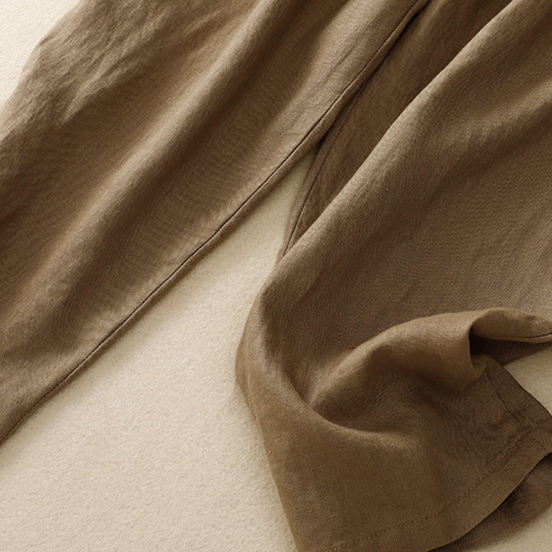 Buddha Stones Vintage High Waist Lace-up Cotton Linen Harem Pants With Pockets - image 6