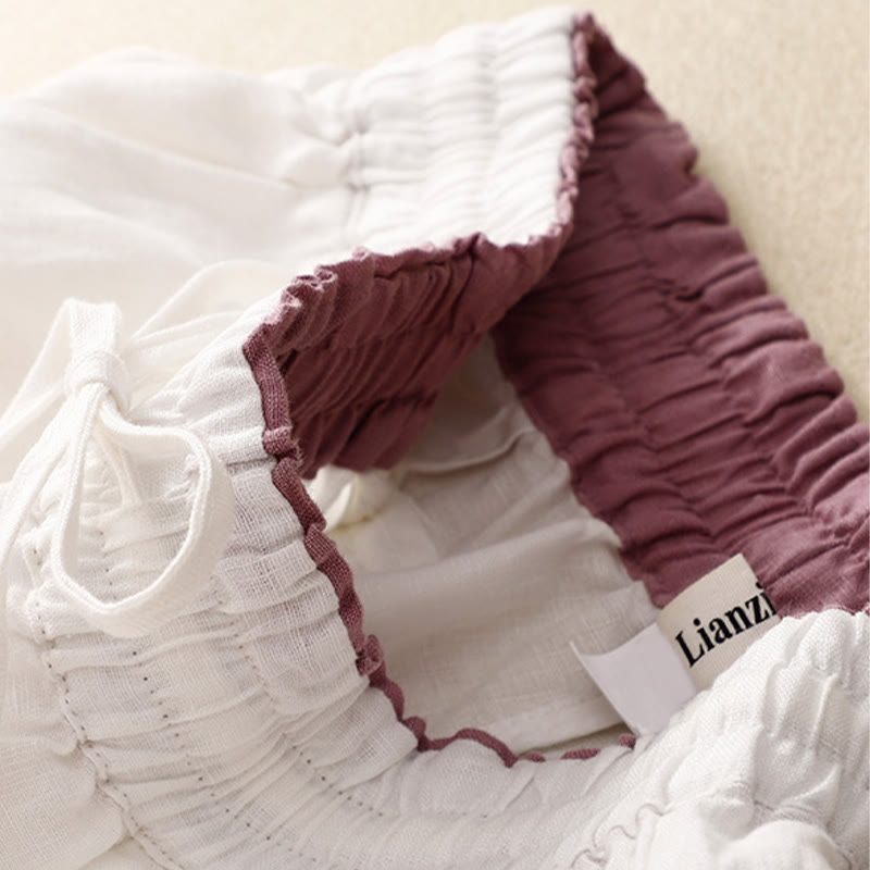 Buddha Stones Vintage High Waist Lace-up Cotton Linen Harem Pants With Pockets - image 21