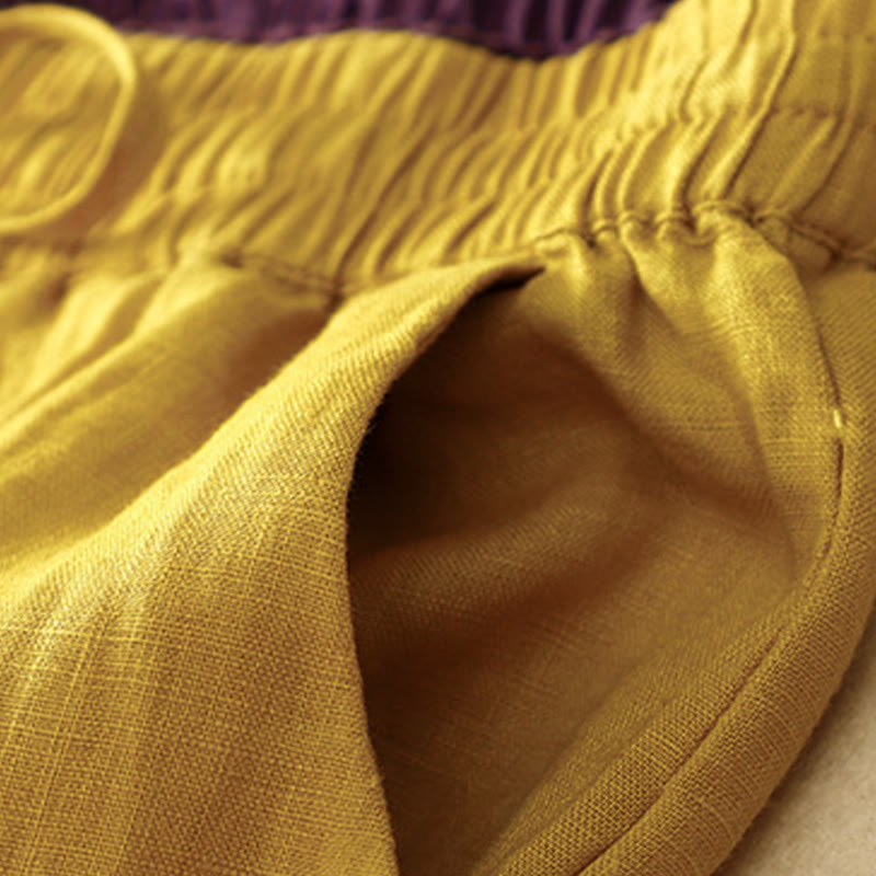 Buddha Stones Vintage High Waist Lace-up Cotton Linen Harem Pants With Pockets - image 15