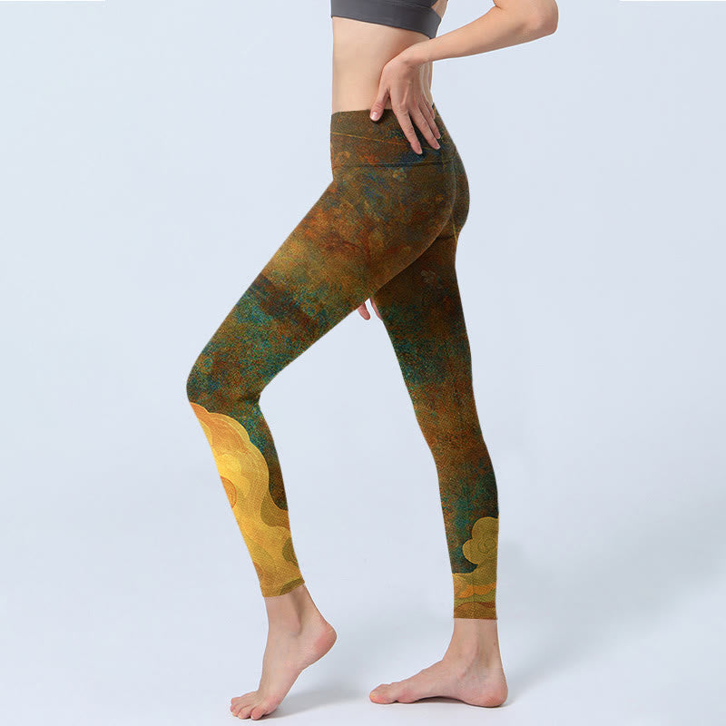 Buddha Stones Auspicious Clouds Print Lycra Fabric Fitness Leggings Women's Yoga Pants - image 4