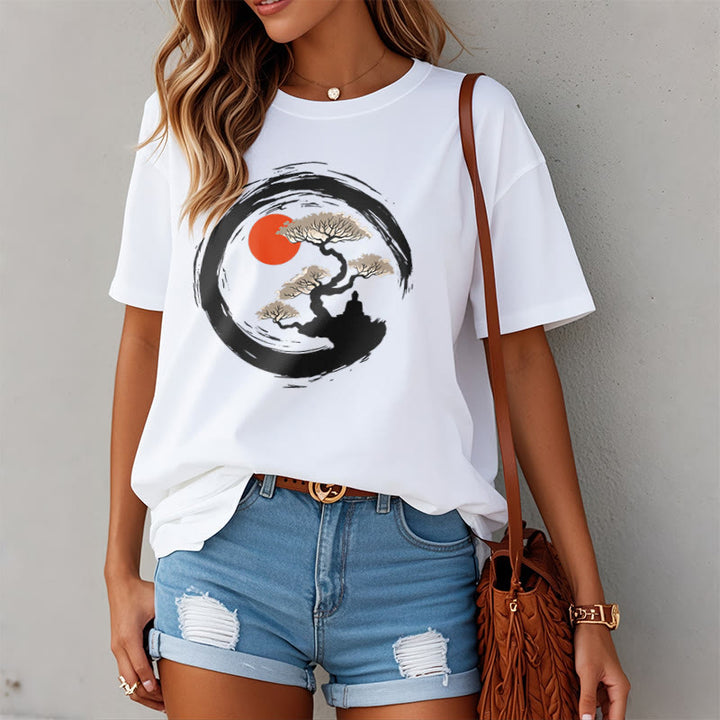 Buddha Stones Red Sun Pine Zen Circle Meditation Buddha Tee T-shirt - image 7