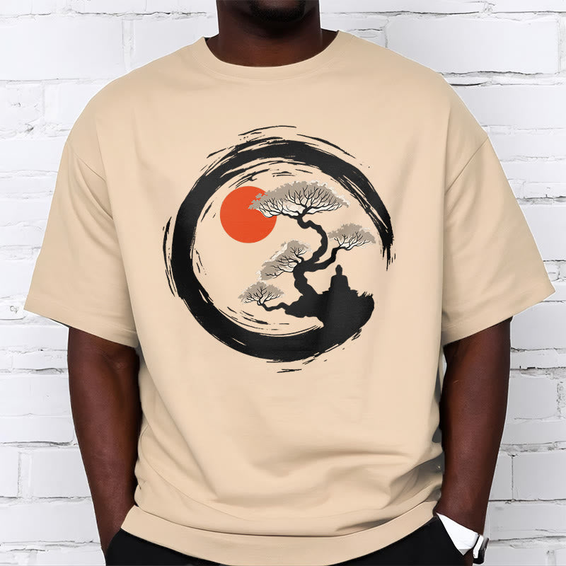 Buddha Stones Red Sun Pine Zen Circle Meditation Buddha Tee T-shirt - image 10