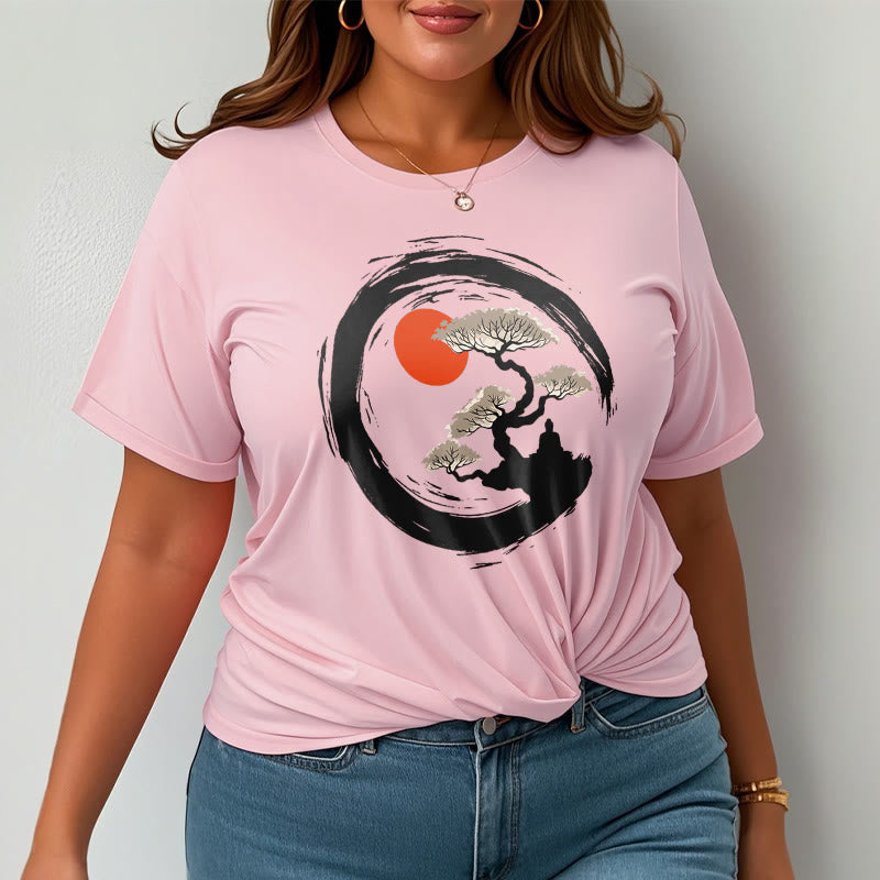 Buddha Stones Red Sun Pine Zen Circle Meditation Buddha Tee T-shirt - image 14