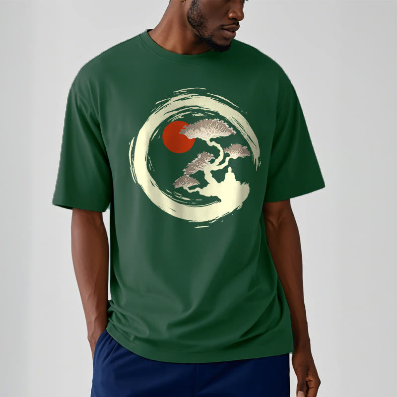 Buddha Stones Red Sun Pine Zen Circle Meditation Buddha Tee T-shirt - image 12