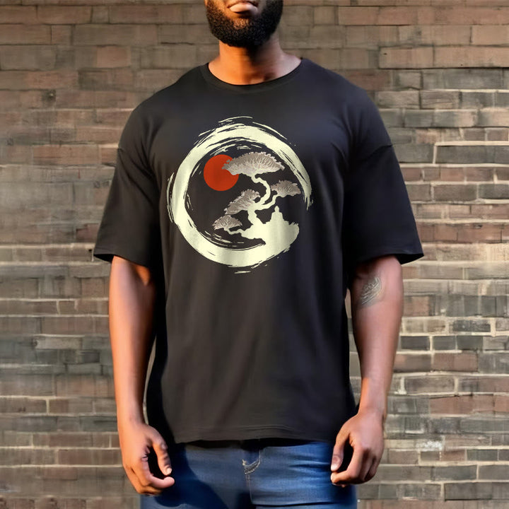 Buddha Stones Red Sun Pine Zen Circle Meditation Buddha Tee T-shirt - image 4