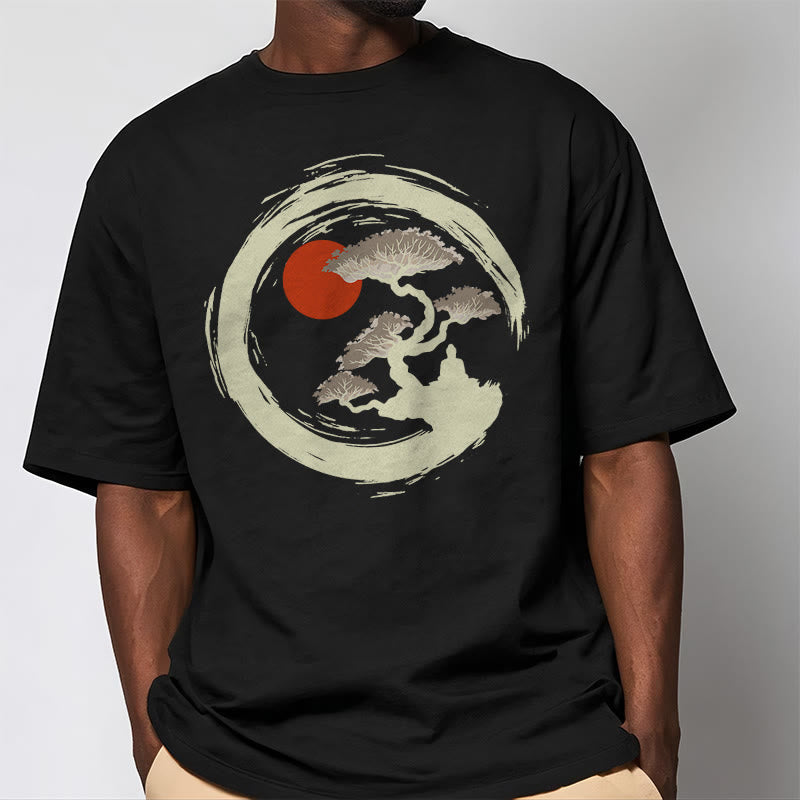 Buddha Stones Red Sun Pine Zen Circle Meditation Buddha Tee T-shirt - image 3