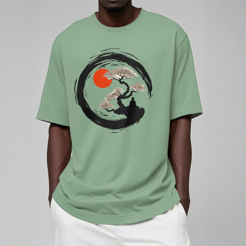 Buddha Stones Red Sun Pine Zen Circle Meditation Buddha Tee T-shirt - image 16