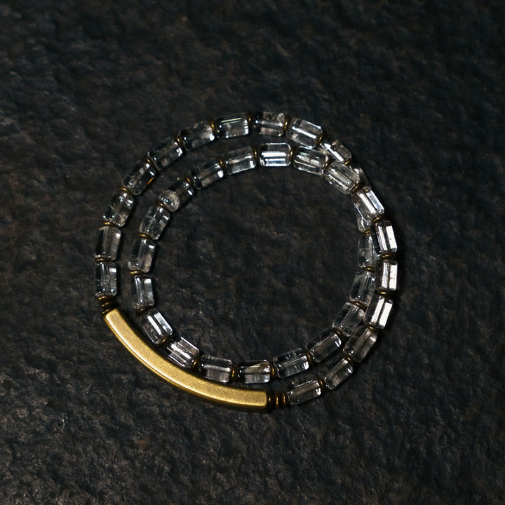 Buddha Stones Square White Crystal Copper Luck Bracelet