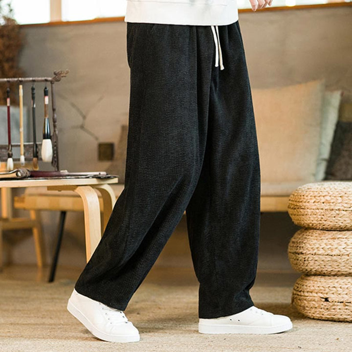 Buddha Stones Fall Winter Men's Drawstring Corduroy Harem Pants With Pockets - Black - US/UK/AU46,EU56 (5XL) - image 7