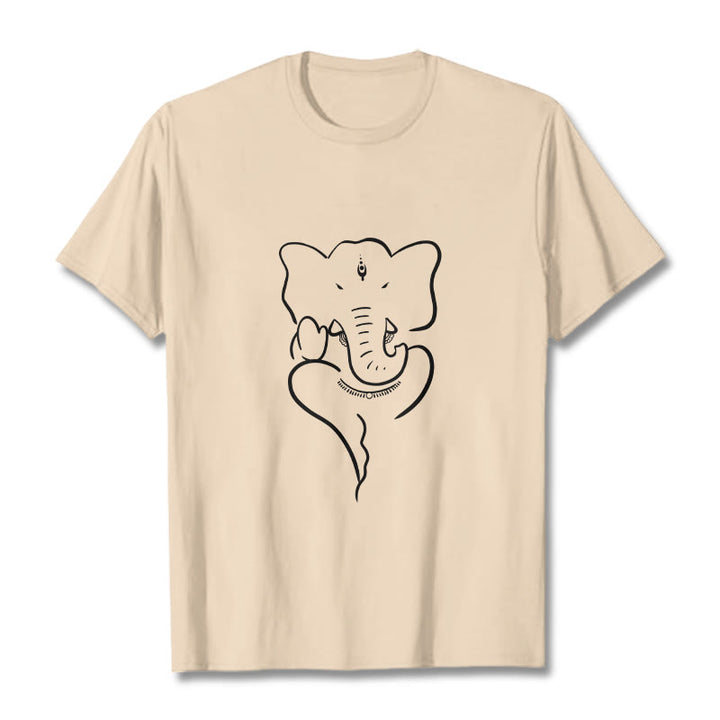 Buddha Stones Ganesh Elephant Sketch Pattern Tee T-shirt - Bisque - 2XL - image 9