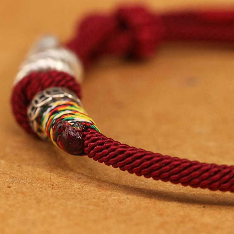 Buddha Stones Red String 925 Sterling Silver Year of the Snake Coin Ring Snake Luck Bracelet - image 3