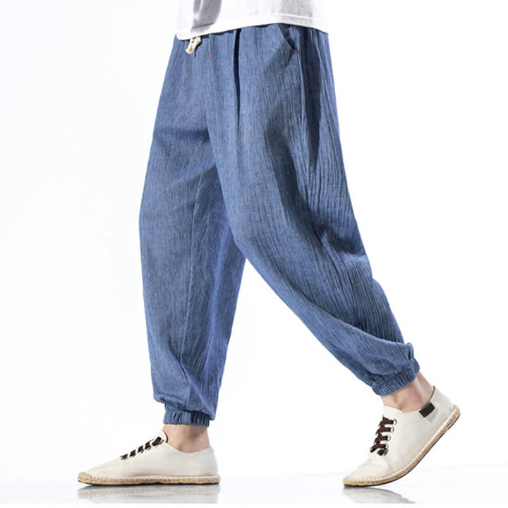 Buddha Stones Casual Solid Color Drawstring Linen Men's Pants With Pockets - RoyalBlue - US/UK/AU46,EU56 (5XL) - image 16