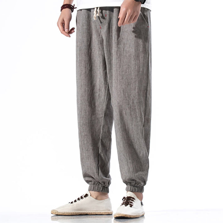 Buddha Stones Casual Solid Color Drawstring Linen Men's Pants With Pockets - Gray - US/UK/AU46,EU56 (5XL) - image 29