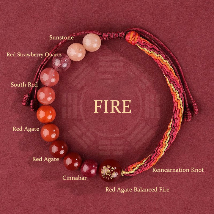 Buddha Stones Five Elements Various Crystal Agate Wealth Reincarnation Knot Braid Bracelet