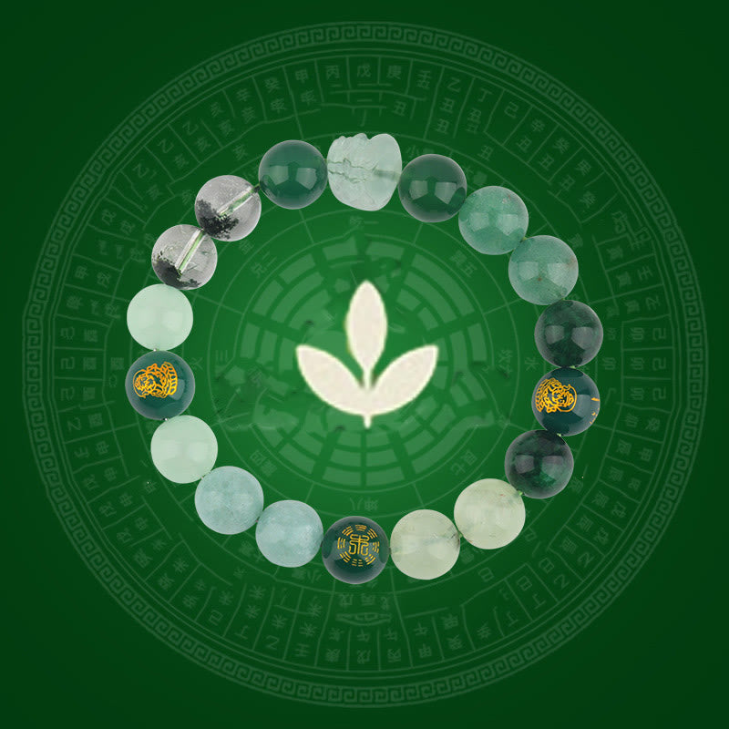 Buddha Stones Five Elements Various Crystal Agate Pixiu Wealth Bracelet