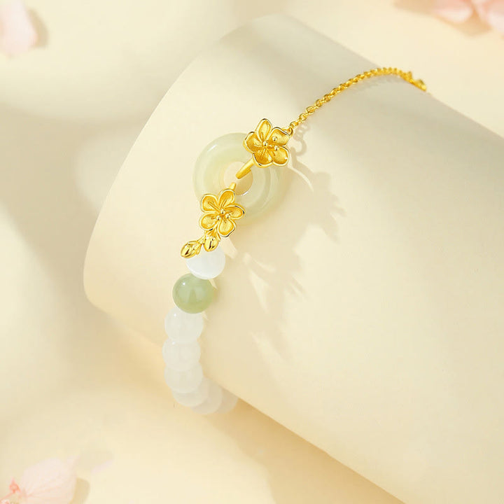 Buddha Stones Chrysoberyl Hetian Jade 999 Sterling Silver Love Bracelet - image 1