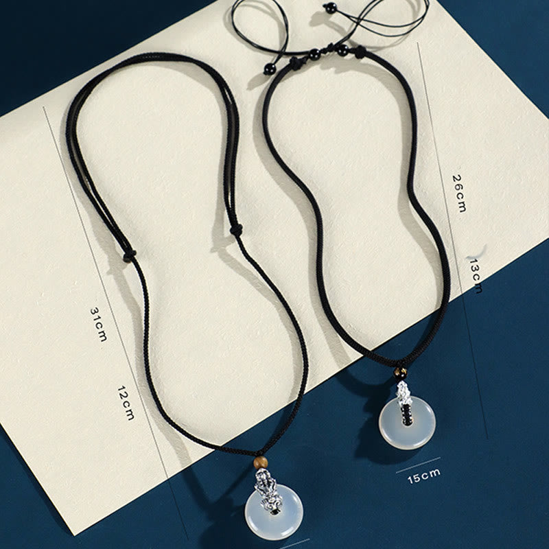 Buddha Stones White Agate 999 Sterling Silver Black Onyx Green Sandalwood Pi Xiu Peace Buckle Six True Words Necklace Pendant - image 12