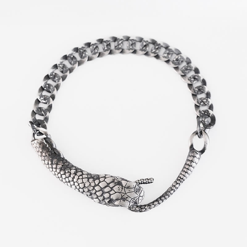 Buddha Stones Sterling Silver Snake Shape Texture Year Of The Snake Blessing Bracelet - image 11