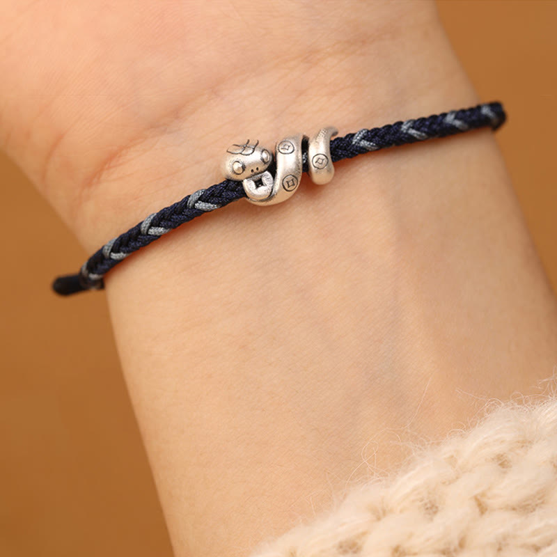 Buddha Stones 999 Sterling Silver Year of the Snake Handmade Copper Coin Protection Braided Bracelet - image 16