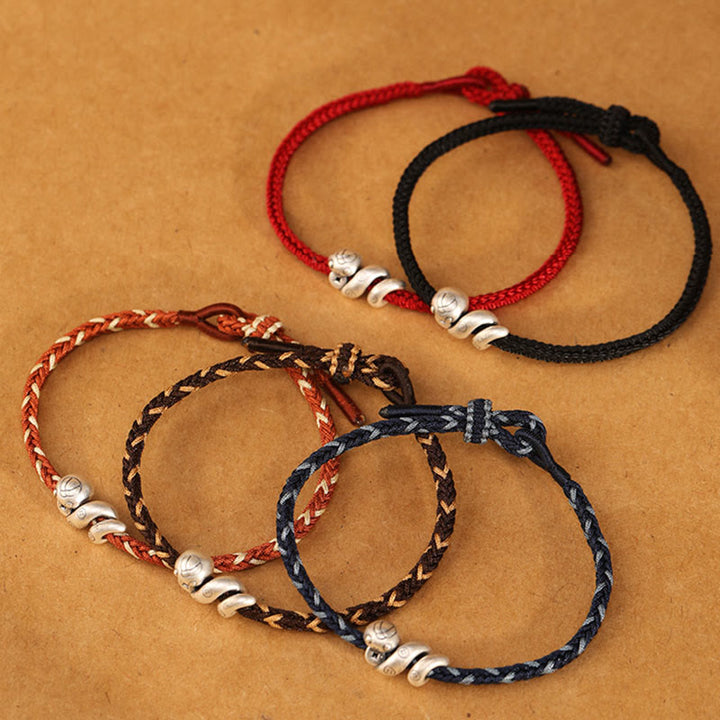 Buddha Stones 999 Sterling Silver Year of the Snake Handmade Copper Coin Protection Braided Bracelet - image 19