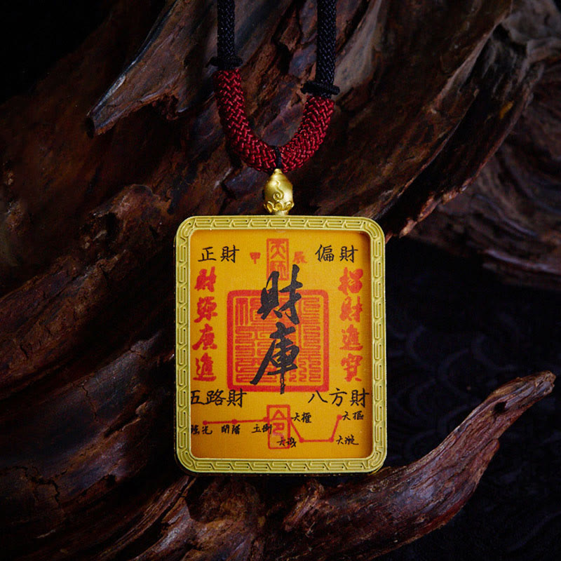 Buddha Stones Tibetan Zakiram Nine Tailed Fox Yellow God of Wealth Painted Thangka Hope Necklace Pendant - Treasury - image 14