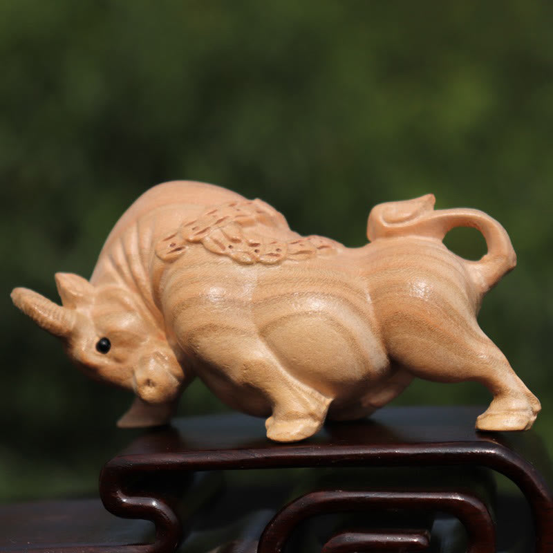 Buddha Stones Year Of The Snake Chinese Zodiac Fu Character Peach Wood Home Statue Decoration - Ox - Height 11.5cm - image 11