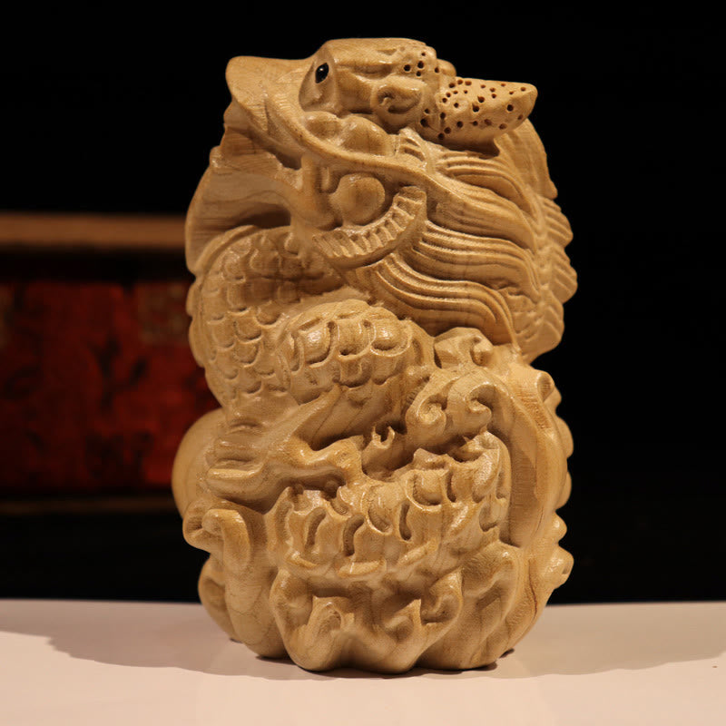 Buddha Stones Year Of The Snake Chinese Zodiac Fu Character Peach Wood Home Statue Decoration - Dragon - Height 11.5cm - image 21