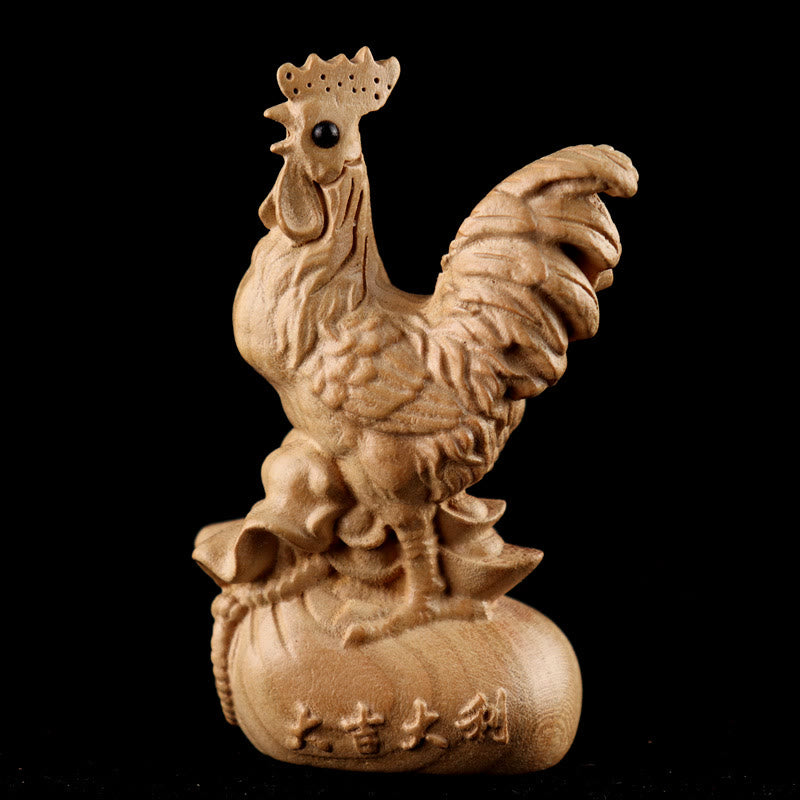 Buddha Stones Year Of The Snake Chinese Zodiac Fu Character Peach Wood Home Statue Decoration - Rooster For Good Fortune - Height 11.5cm - image 27
