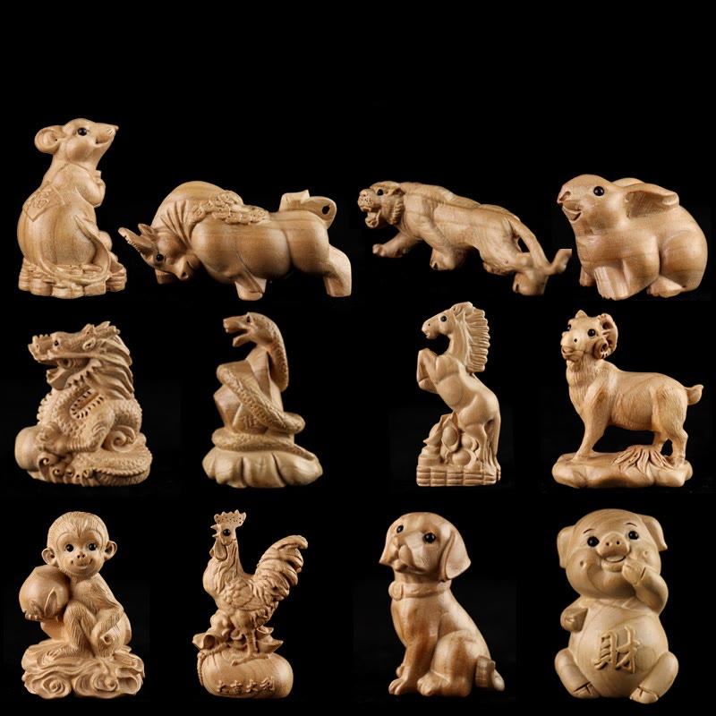 Buddha Stones Year Of The Snake Chinese Zodiac Fu Character Peach Wood Home Statue Decoration - image 34