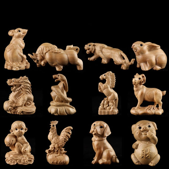 Buddha Stones Year Of The Snake Chinese Zodiac Fu Character Peach Wood Home Statue Decoration - image 34