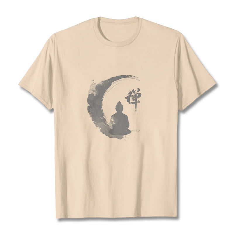 Buddha Stones Meditating Buddha Pattern Cotton Tee T-shirt - Bisque - 2XL - image 17