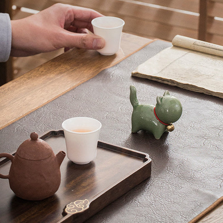 Buddha Stones Mini Cute Lucky Bell Cat Tea Pet Ceramic Home Desk Figurine Decoration - image 6